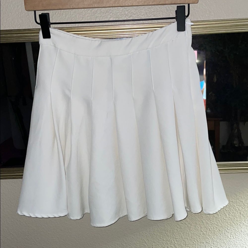 Princess Polly White Pleated Skater Mini Skirt